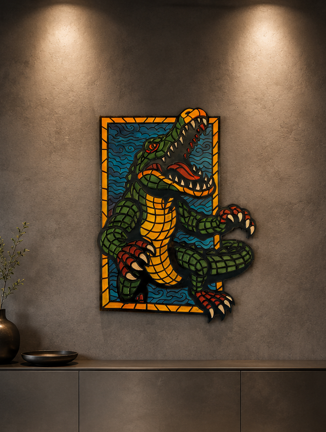 Old School Tattoo Style Crocodile